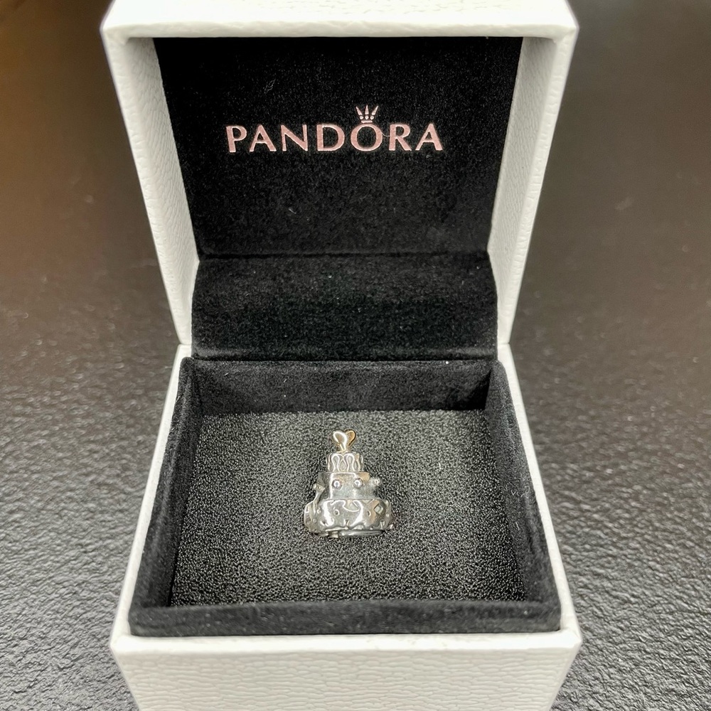 Pandora Sterling Silver 925 Gold Two Tone Wedding Cake Bead